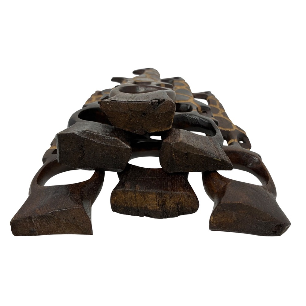 Vintage African Hand-Carved Wooden Giraffe Napkin Rings Safari Dinner Decor - Picture 6 of 8